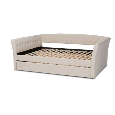 Delora Upholstered Daybed With Trundle Beige - Baxton Studio - Image 3