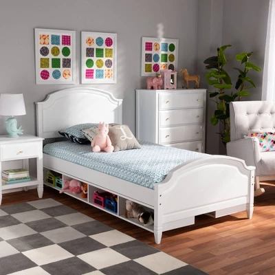 Elise Wood Storage Platform Bed White - Baxton Studio - Image 4