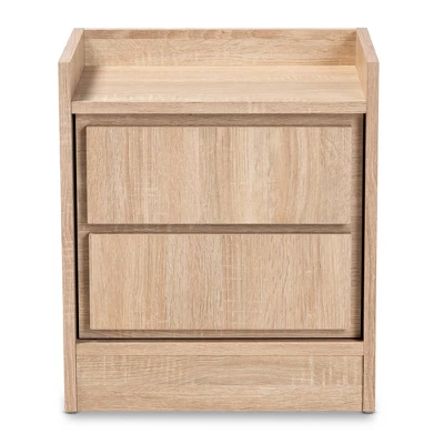 2 Drawers Hale Wood Nightstand - Baxton Studio - Image 2