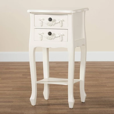 Eliya Wood 2 Drawer Nightstand White - Baxton Studio - Image 8