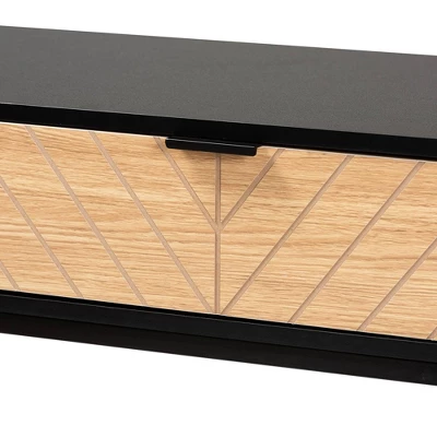 Jacinth Two-Tone Wood And Metal 2 Drawer Console Table Black/Natural Brown - Baxton Studio - Image 5