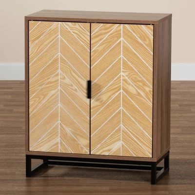 Josephine Two-Tone Wood And Metal 2 Door Storage Cabinet Walnut Brown/White/Black - Baxton Studio - Image 8