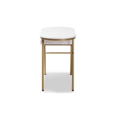 Mabel Metal Console Table With Faux Marble Tabletop Gold - Baxton Studio - Image 3