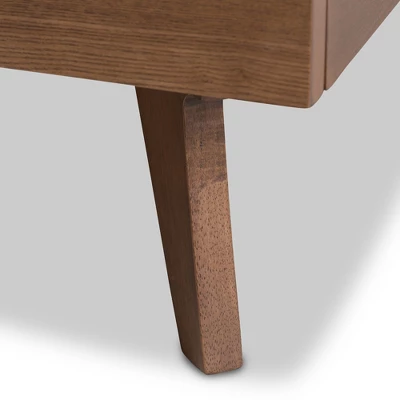 Soloman Mid - Century Modern Fabric And Walnut Finished Wood Platform Bed - Baxton Studio - Image 5