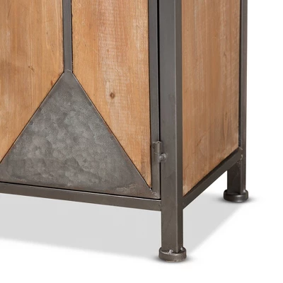 Laurel Wood 3 Drawer Cabinet Gray/Brown - Baxton Studio - Image 5