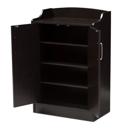 Verdell Modern And Contemporary Finished Shoe Cabinet Dark Brown - Baxton Studio