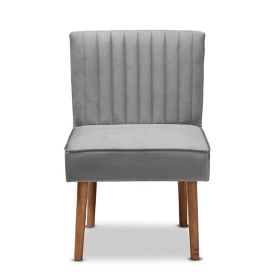 Alvis Velvet Upholstered And Wood Dining Chair - Baxton Studio - Image 2