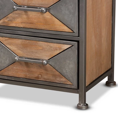 Laurel Wood 5 Drawer Cabinet Gray/Brown - Baxton Studio - Image 4