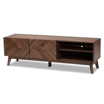 Hartman Wood TV Stand For TVs Up To 60" Walnut Brown - Baxton Studio - Image 3