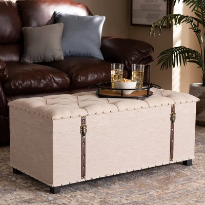 Kyra Fabric Upholstered Storage Trunk Ottoman - Baxton Studio - Image 7