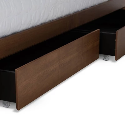 4 Drawer Vita Modern Transitional Wood Platform Storage Bed Walnut/Brown - Baxton Studio - Image 7