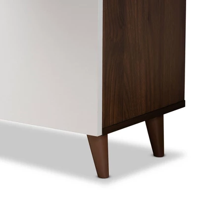 Tobias Two-Tone Wood Storage Computer Desk With Shelves Walnut - Baxton Studio - Image 6
