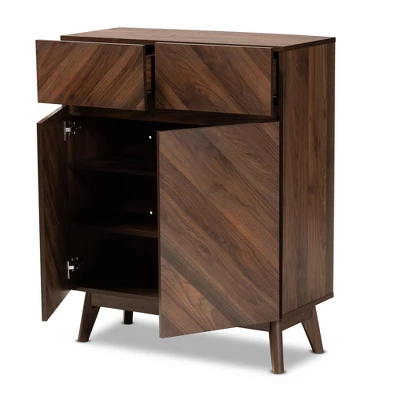 Hartman Wood Shoe Cabinet Walnut Brown - Baxton Studio - Image 8