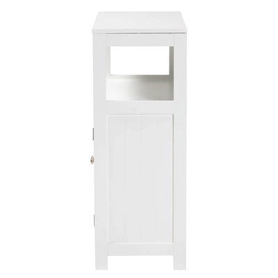 Rivera Wood And Metal 2 Door Bathroom Storage Cabinet White/Silver - Baxton Studio - Image 4