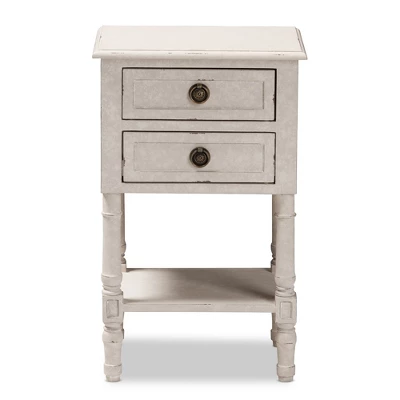 Lenore Country Cottage Farmhouse 2 Drawer Nightstand White - Baxton Studio