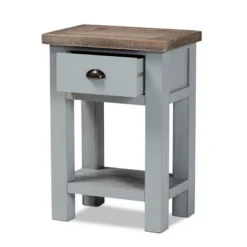 Hastin Two-Tone Wood 1 Drawer Nightstand Brown/Gray - Baxton Studio