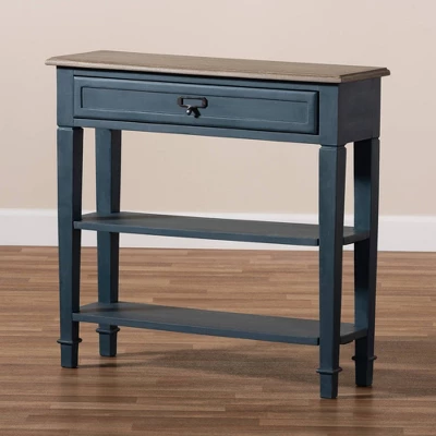 Dauphine Spruce Finished Wood Accent Console Table Blue - Baxton Studio - Image 3