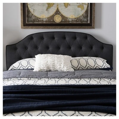 Queen Windsor Modern And Contemporary Fabric Upholstered Scalloped Buttoned Headboard Dark Gray - Baxton Studio - Image 4