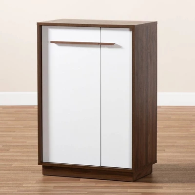Mette Walnut Finished Wood Shoe Cabinet White - Baxton Studio - Image 3