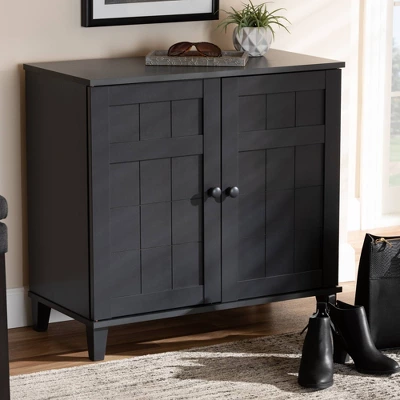 Shelf Wood Shoe Storage Cabinet Glidden Finished Dark Gray - Baxton Studio - Image 4