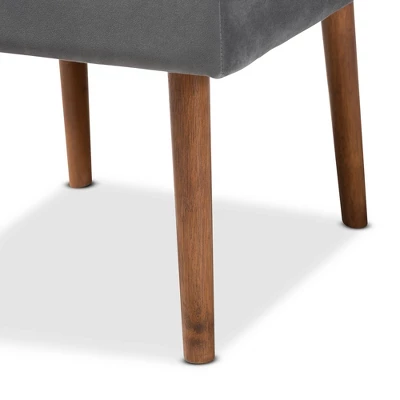 Alvis Velvet Upholstered And Wood Dining Chair - Baxton Studio - Image 6