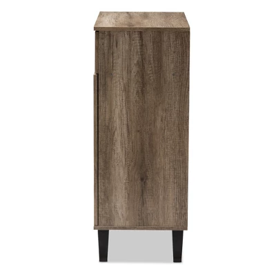 Wales Modern And Contemporary Wood Shoe Storage Cabinet Light Brown - Baxton Studio - Image 4
