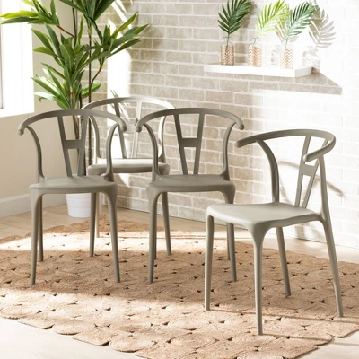4pc Warner Plastic Dining Chair Set - Baxton Studio - Image 5