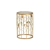 Anaya Glam Brushed Metal And Glass Leaf Accent End Table Gold - Baxton Studio