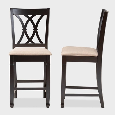 2pc Reneau Finished Wood Counter Height Pub Chairs - Baxton Studio - Image 8