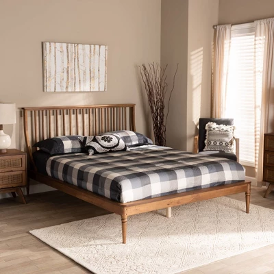 Queen Abel Wood Platform Bed Walnut Brown - Baxton Studio - Image 6