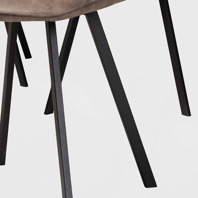 Set Of 4 Filicia Imitation Leather Upholstered Metal Dining Chairs Gray/Brown - Baxton Studio - Image 3