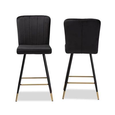 2pc Preston Two-Tone And Metal Bar Stool Set - Baxton Studio