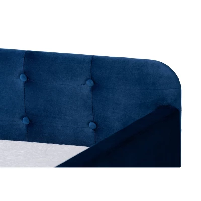 Jona Velvet Fabric Upholstered And Button Tufted Daybed With Trundle - Baxton Studio - Image 5