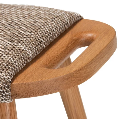 Banner Fabric Upholstered And Wood Accent Bench - Light Brown/Oak Brown - Baxton Studio - Image 5