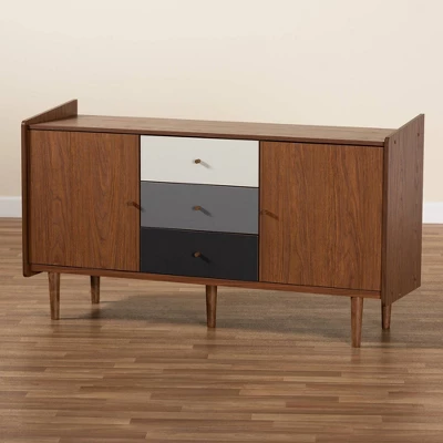 Halden Wood 2 Door Dining Room Buffet Brown/Gray - Baxton Studio - Image 7