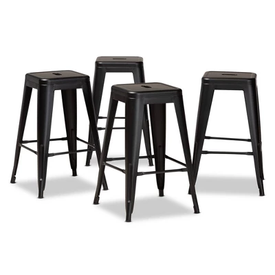 4pc Horton Metal Stackable Counter Stool Set - Baxton Studio - Image 7