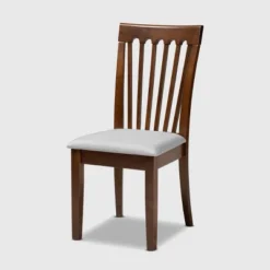 Set Of 4 Minette Fabric Upholstered Walnut Finished Dining Chairs Gray/Walnut - Baxton Studio