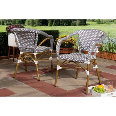 Baxton Studio Set Of 2 Eliane Indoor And Outdoor Stackable Bistro Dining Chairs - BaxtonStudio - Image 3