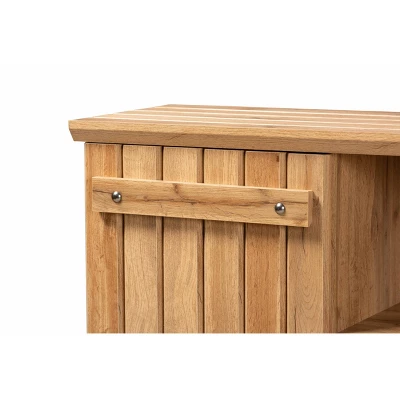 1 Door Eren Farmhouse Natural Wood Shoe Cabinet Brown - Baxton Studio - Image 4