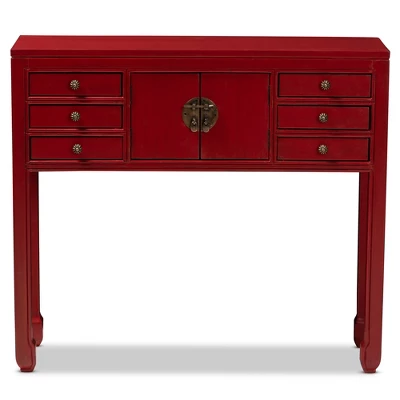 Melodie 6 Drawer Console Table Red - Baxton Studio