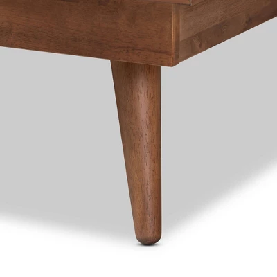 Full Nura Wood And Synthetic Rattan Platform Bed Walnut Brown - Baxton Studio - Image 4