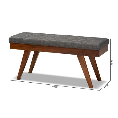 Alona Medium Wood Dining Bench Gray - Baxton Studio - Image 7
