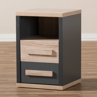 Pandora Modern And Contemporary Two-Tone 2 Drawer Nightstand Dark Gray - Baxton Studio - Image 8