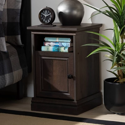 Nolan 1 Door Wood Nightstand Brown/Black - Baxton Studio - Image 6