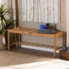 Saura Oak Wood Hemp Dining Bench Brown - Baxton Studio