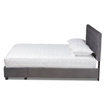 Caronia Velvet Upholstered 2 Drawer Platform Storage Bed - Baxton Studio - Image 2