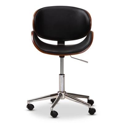 Baxton Studio Ambrosio Faux Leather Upholstered Chrome Finished Metal Adjustable Office Chair Black - BaxtonStudio - Image 9