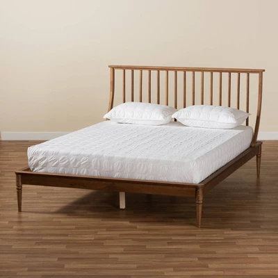 Queen Abel Wood Platform Bed Walnut Brown - Baxton Studio - Image 7