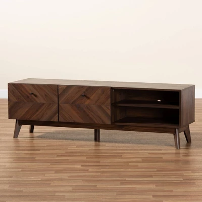 Hartman Wood TV Stand For TVs Up To 60" Walnut Brown - Baxton Studio - Image 7