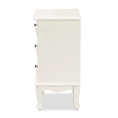 Callen Wood 3 Drawer Nightstand White - Baxton Studio - Image 4